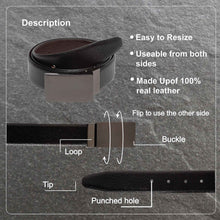 Load image into Gallery viewer, Teakwood Men Genuine Leather Black & Brown Solid Reversible Belt