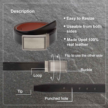 Load image into Gallery viewer, Teakwood Men Genuine Leather Black & Tan Solid Reversible Belt