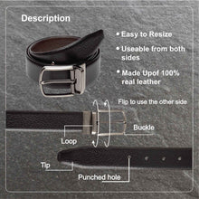 Load image into Gallery viewer, Teakwood Men Genuine Leather Black & Brown Solid Reversible Belt