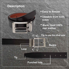 Load image into Gallery viewer, Teakwood Men Genuine Leather Black & Brown Solid Reversible Belt