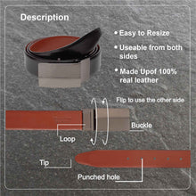 Load image into Gallery viewer, Teakwood Men Genuine Leather Black & Tan Solid Reversible Belt