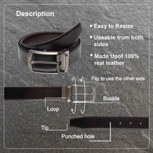 Load image into Gallery viewer, Teakwood Men Genuine Leather Black & Brown Solid Reversible Belt