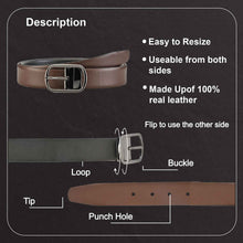 Load image into Gallery viewer, Teakwood Leathers Men Black & Brown Reversible Genuine Leather Belt