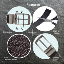Load image into Gallery viewer, Teakwood Men Genuine Leather Black & Brown Solid Reversible Belt