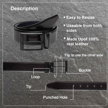 Load image into Gallery viewer, Teakwood Men Genuine Leather Black & Blue Solid Reversible Belt