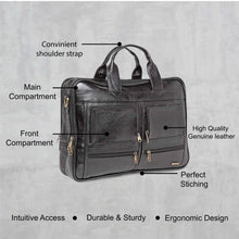 Load image into Gallery viewer, Teakwood Genuine Leather Laptop Bag - Black