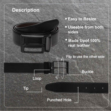 Load image into Gallery viewer, Men Black & Brown Reversible Genuine Leather Belt