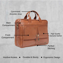 Load image into Gallery viewer, Teakwood Genuine Leather Laptop Bag - Tan