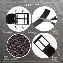 Load image into Gallery viewer, Men Black & Brown Reversible Genuine Leather Belt
