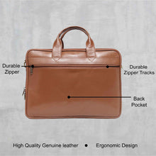 Load image into Gallery viewer, Teakwood Genuine Leather Laptop Bag - Tan