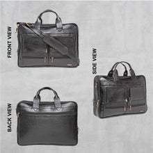 Load image into Gallery viewer, Teakwood Genuine Leather Laptop Bag - Black