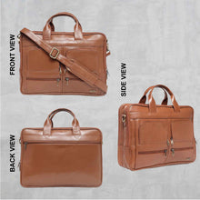 Load image into Gallery viewer, Teakwood Genuine Leather Laptop Bag - Tan
