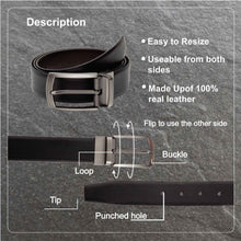 Load image into Gallery viewer, Teakwood Men Genuine Leather Black & Brown Solid Reversible Belt