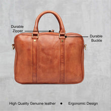 Load image into Gallery viewer, Teakwood Leather Unisex Laptop Bag - Tan