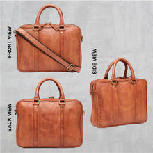 Load image into Gallery viewer, Teakwood Leather Unisex Laptop Bag - Tan
