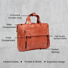 Load image into Gallery viewer, Teakwood Leather Unisex Laptop Bag - Tan