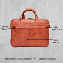 Load image into Gallery viewer, Teakwood Leather Unisex Laptop Bag - Tan