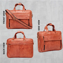 Load image into Gallery viewer, Teakwood Leather Unisex Laptop Bag - Tan
