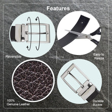 Load image into Gallery viewer, Men Black & Brown Reversible Genuine Leather Belt