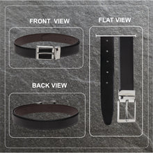 Load image into Gallery viewer, Men Black & Brown Reversible Genuine Leather Belt