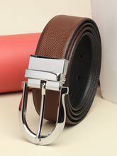 Load image into Gallery viewer, Men Black & Brown Solid Reversible Leather Belt