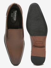 Load image into Gallery viewer, Men Brown Solid Leather Formal Slip-On