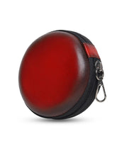 Load image into Gallery viewer, Unisex Red Solid Leather Zipper Headphone Case- Clearance sale