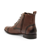 Load image into Gallery viewer, Men Brown Solid Leather Round Toe Mid-Top Flat Boots