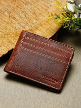 Load image into Gallery viewer, Men Brown Solid Two Fold Leather Wallet