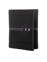 Load image into Gallery viewer, Teakwood Genuine Leather Black Colour Tri-Fold Wallet