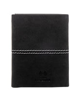Load image into Gallery viewer, Teakwood Genuine Leather Black Colour Tri-Fold Wallet