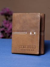 Load image into Gallery viewer, Teakwood Genuine Leather Tan Colour Tri Fold Wallet