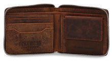 Load image into Gallery viewer, Teakwood Genuine Leather Men Brown Textured Zip Around Wallet