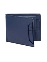 Load image into Gallery viewer, Teakwood Leathers Men Navy Blue Solid Leather RFID Two Fold Wallet