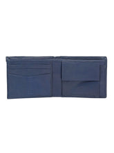 Load image into Gallery viewer, Teakwood Leathers Men Navy Blue Solid Leather RFID Two Fold Wallet