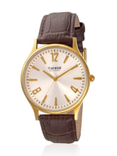 Load image into Gallery viewer, Teakwood leather Golden Men Analog Watch