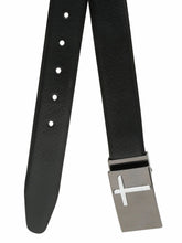 Load image into Gallery viewer, Men Black Textured Leather Belt