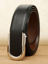 Load image into Gallery viewer, Men Black Textured Leather Belt