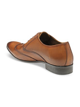 Load image into Gallery viewer, Men Tan Brown Solid Leather Round Toe Formal Oxfords
