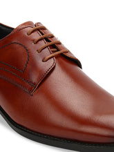Load image into Gallery viewer, Men Brown Solid Leather Round Toe Formal Derbys