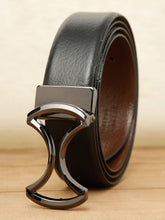 Load image into Gallery viewer, Men Black Textured Leather Belt