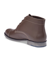 Load image into Gallery viewer, Men Brown Solid Genuine Leather Mid-Top Flat Boots
