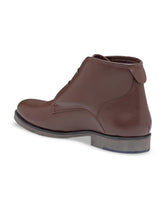 Load image into Gallery viewer, Men Brown Solid Genuine Leather Mid-Top Flat Boots