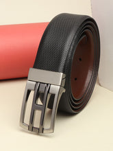 Load image into Gallery viewer, Men Black & Brown Solid Reversible Leather Belt