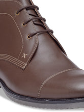 Load image into Gallery viewer, Men Brown Solid Genuine Leather Mid-Top Flat Boots