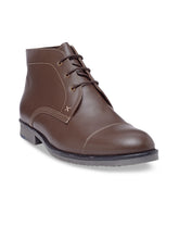 Load image into Gallery viewer, Men Brown Solid Genuine Leather Mid-Top Flat Boots
