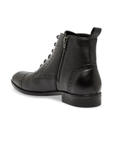 Load image into Gallery viewer, Men Black Solid Leather Round Toe Mid-Top Flat Boots