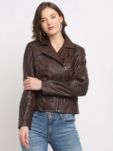 Load image into Gallery viewer, Teakwood Leathers Wine Women's 100% Genuine Jacket