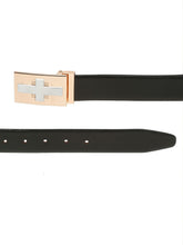 Load image into Gallery viewer, Men Black Textured Leather Belt