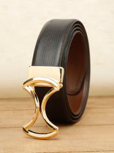 Load image into Gallery viewer, Men Black Textured Leather Belt